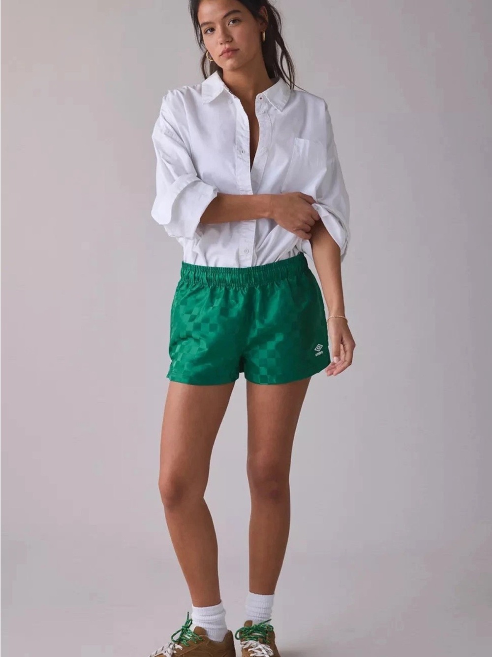 Umbro x Urban Outfitters Checkered Performance Shorts Green Size M NWOT